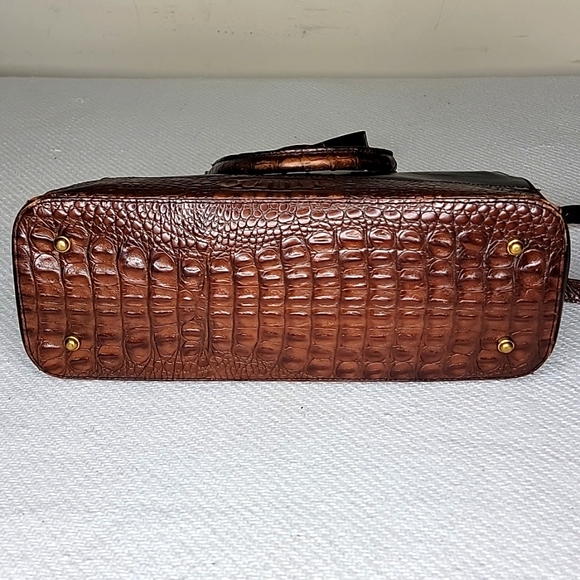 Brahmin Black & Brown Leather Croc Shoulder Bag / Satchel. - Picture 9 of 9